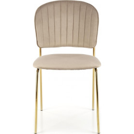 Krzesło welurowe beżowe z złotymi nogami Halmar K499 - Komfort i Elegancja 2