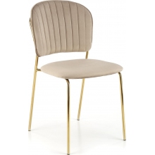 Krzesło welurowe beżowe z złotymi nogami Halmar K499 - Komfort i Elegancja