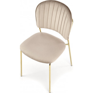 Krzesło welurowe beżowe z złotymi nogami Halmar K499 - Komfort i Elegancja