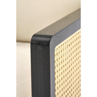 Fotel welurowy boho Ilario Halmar | Beż/Czarny/Rattan - Komfort i styl