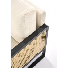 Fotel welurowy boho Ilario Halmar | Beż/Czarny/Rattan - Komfort i styl
