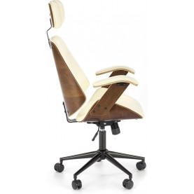 Fotel gabinetowy z zagłówkiem Ignazio orzech/kremowy Halmar 2