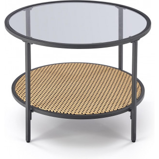 Stolik szklany Dakota Halmar | Rattanowa półka | 60cm