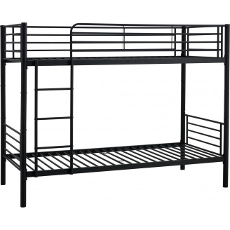 Łóżko piętrowe metalowe Bunky 90x200 czarne Halmar - Kup online!