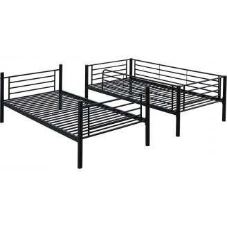 Łóżko piętrowe metalowe Bunky 90x200 czarne Halmar - Kup online!
