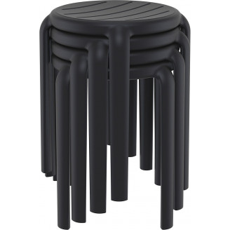 Taboret z tworzywa Tom 45cm czarny Siesta