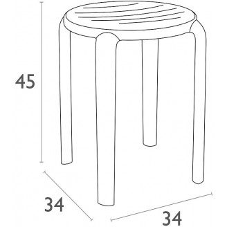 Taboret z tworzywa Tom 45cm czarny Siesta