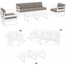 Zestaw mebli ogrodowych z poduszkami Mykonos XL biały/szary Siesta
