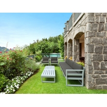 Zestaw mebli ogrodowych z poduszkami Mykonos XL biały/szary Siesta