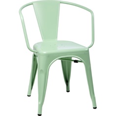 Designerskie Krzesło metalowe z podłokietnikami Paris Arms zielone D2.Design do kuchni i jadalni.