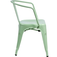 Designerskie Krzesło metalowe z podłokietnikami Paris Arms zielone D2.Design do kuchni i jadalni.