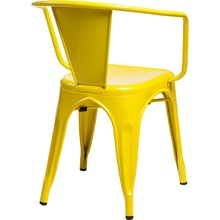 Designerskie Krzesło metalowe z podłokietnikami Paris Arms żółte D2.Design do kuchni i jadalni.