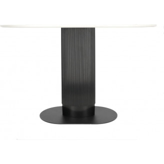 Stół owalny z ryflowaną nogą Maxim 120x70cm biały / czarny Intesi
