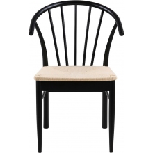 Krzesło drewniane z plecionym siedziskiem boho Cassandra czarne Actona