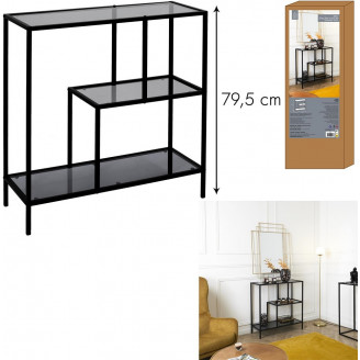 Regał szklany na nóżkach Edison M 80x30 szkło dymione / czarny Intesi