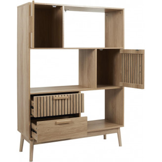 Regał stojący na nóżkach z szafkami Klaus 110x35cm naturalny Intesi