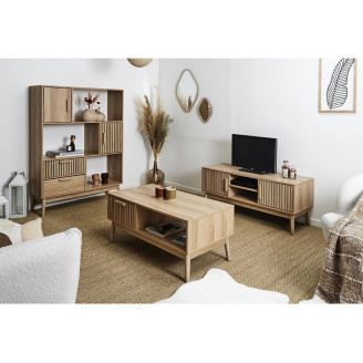 Regał stojący na nóżkach z szafkami Klaus 110x35cm naturalny Intesi