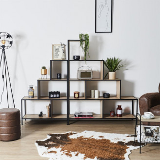 Regał loft na nóżkach Edison 120x30cm naturalny / czarny Intesi