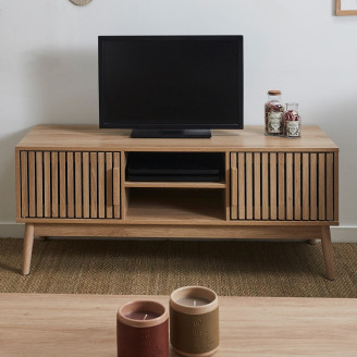 Szafka RTV z lamelami Klaus 117x40cm naturalna Intesi