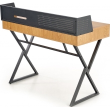 Stylowe Biurko industrialne ze ścianką B-43 110 dąb złoty Halmar