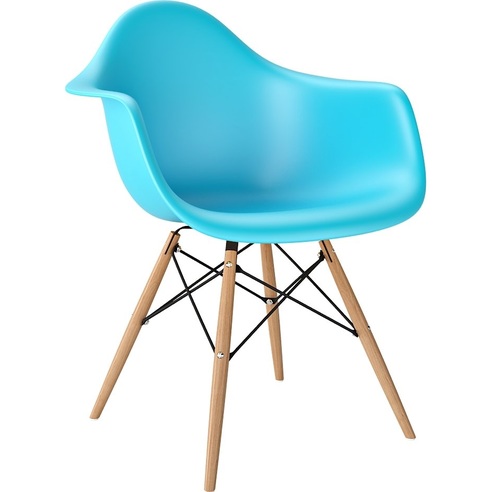 Skandynawskie Krzesło kubełkowe z podłokietnikami P018W PP jasny niebieski/buk D2.Design do kuchni, jadalni i salonu.