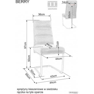 Krzesło tapicerowane na płozie Berry Brego 18 ciemny szary / czarny Signal