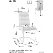Krzesło tapicerowane na płozie Berry Brego 18 ciemny szary / czarny Signal