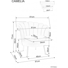 Fotel welurowy muszelka Camellia Velvet  beżowy / złoty Signal
