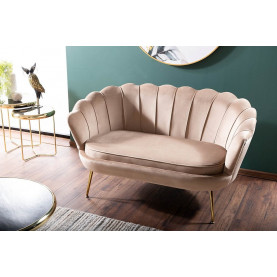 Sofa welurowa muszelka 2 osobowa Camellia Velvet 135cm beżowy / złoty Signal 2
