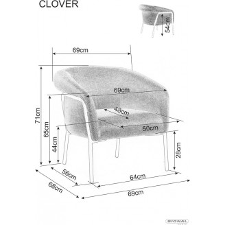 Fotel tapicerowany Clover tkanina brego szary Signal
