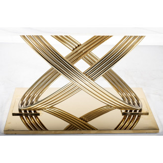 Stół ceramiczny glamour Hermes 160x90cm biały efekt marmuru / złoty Signal