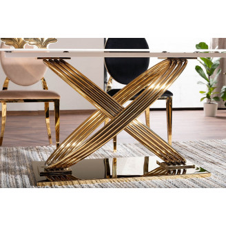 Stół ceramiczny glamour Hermes 160x90cm biały efekt marmuru / złoty Signal