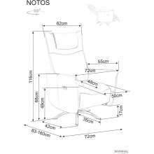 Fotel rozkładany z ekoskóry Notos szary / czarny Signal
