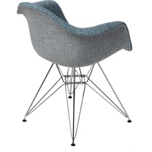 Designerskie Krzesło tapicerowane z podłokietnikami P018 DAR Duo niebieski/chrom D2.Design do kuchni, kawiarni i restauracji.