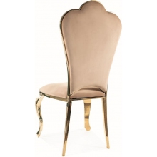 Krzesło welurowe glamour ze złotymi nogami Queen Velvet beżowe Signal