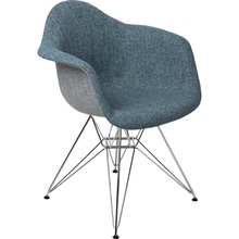 Designerskie Krzesło tapicerowane z podłokietnikami P018 DAR Duo niebieski/chrom D2.Design do kuchni, kawiarni i restauracji.