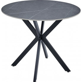 Stół okrągły ceramiczny Talia 90cm szary marmur / czarny mat Signal 2