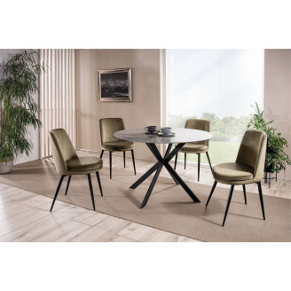 Stół okrągły ceramiczny Talia 90cm szary marmur / czarny mat Signal