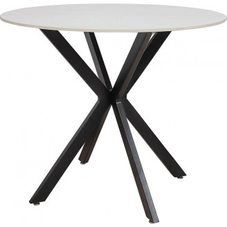 Stół okrągły ceramiczny Talia 90cm biały marmur / czarny mat Signal