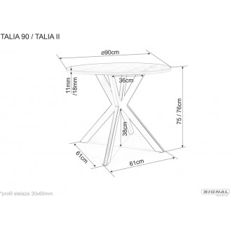 Stół okrągły loft Talia II 90cm orzech / czarny mat Signal