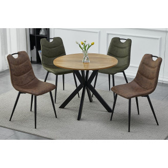 Stół okrągły loft Talia II 90cm dąb / czarny mat Signal