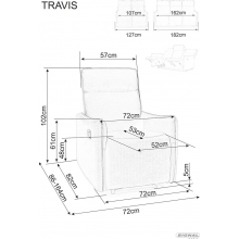Fotel welurowy rozkładany Travis Velvet Bluvel 14 szary Signal