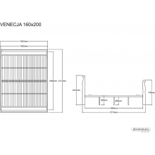 Łóżko drewniane Venecja 160x200cm czereśnia antyczna / czarny Signal