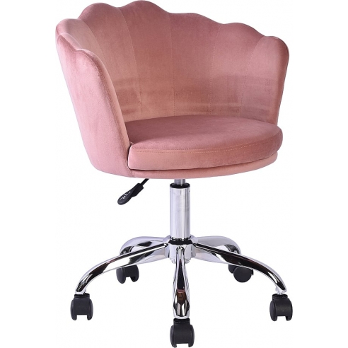 Krzesło muszelka do biurka Rose Velvet różowe Signal