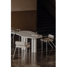 Krzesło designerskie tapicerowane Object102 biało-beżowe NG Design