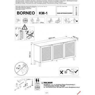 Komoda zamykana boho na nóżkach Borneo 80x40cm dąb aristan Halmar