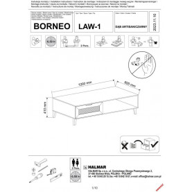 Stolik kawowy boho z szufladą Borneo 120x60cm dąb aristan Halmar 2