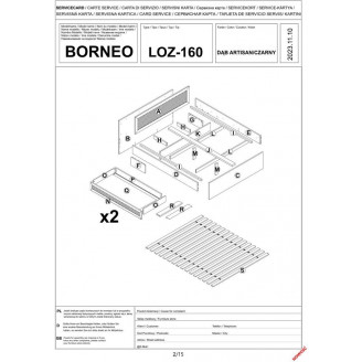 Łóżko boho z pojemnikiem Borneo 160x200cm dąb aristan Halmar