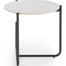 Stolik boczny okrągły Acuna 50cm biały marmur / czarny Halmar