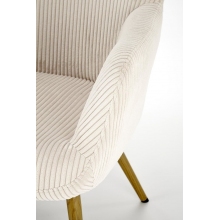 Fotel tapicerowany uszak Amaro kremowy / drewno Halmar